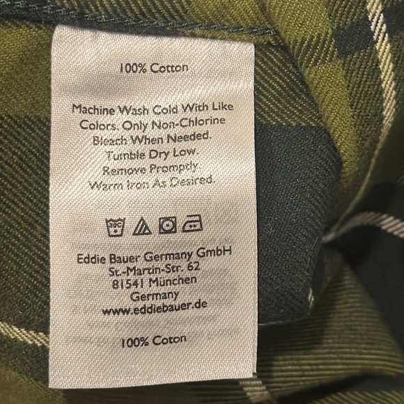 Eddie Bauer Green Plaid Flannel Button Shirt M - Picture 5 of 17